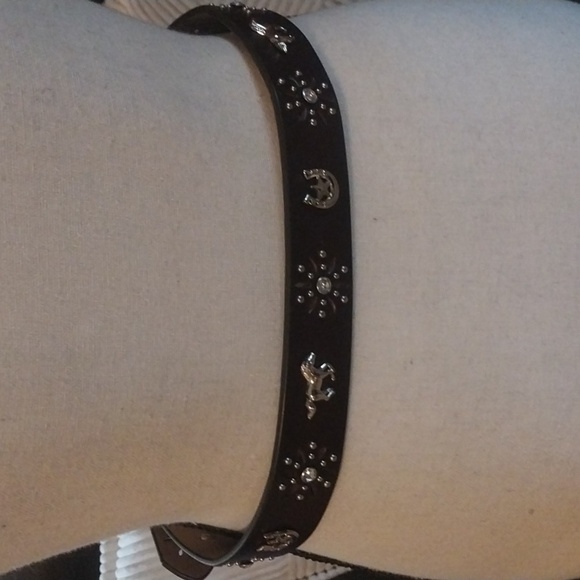 Ariat Women Ornamental Western Brown Leather Belt Silver Buckle‎ 30" Cowboy - Picture 3 of 8